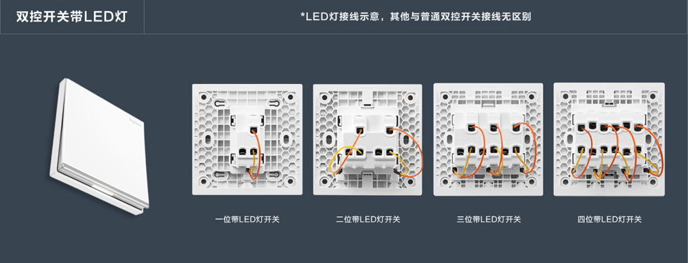 leyu仕典/逸景一位/二位/三位/四位双控开关带LED灯接线图
